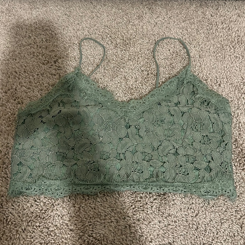 Mint green lace crop top